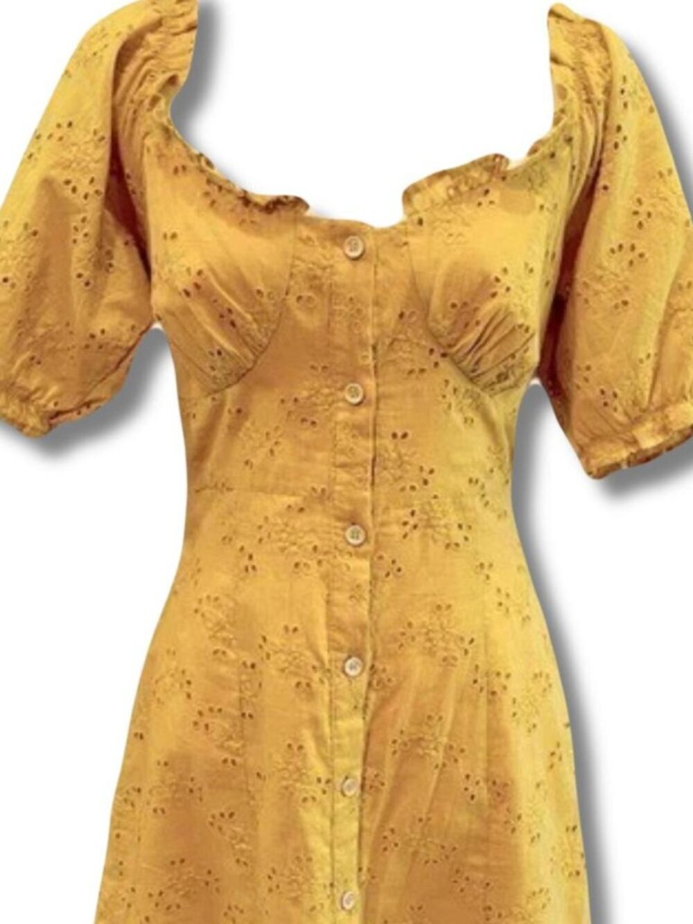 Polly Yellow Puff Sleeve Cottagecore Dress Size Small